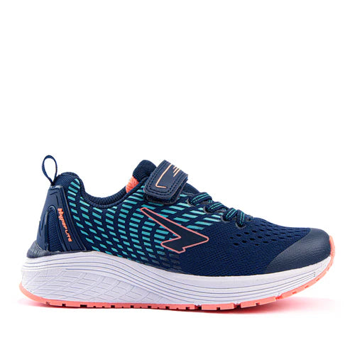 SFIDA Monsoon Girls Velcro Running Shoe Navy/Mint/Coral