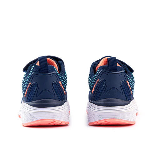 SFIDA Monsoon Girls Velcro Running Shoe Navy/Mint/Coral