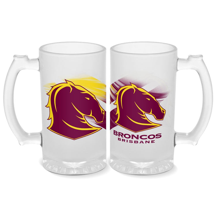 BRONCOS STEIN FROSTED GLASS
