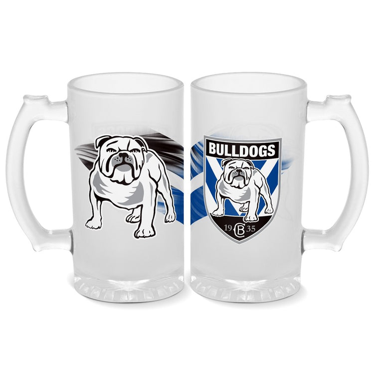 BULLDOGS STEIN FROSTED GLASS