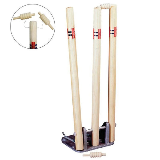 GRAY-NICOLLS WOODEN SPRING RETURN STUMPS W STRING BAILS