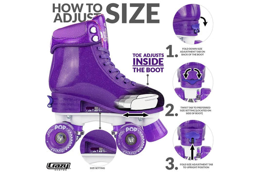 CRAZY SKATES |Glitter Pop Size Adjustable Rollerskates