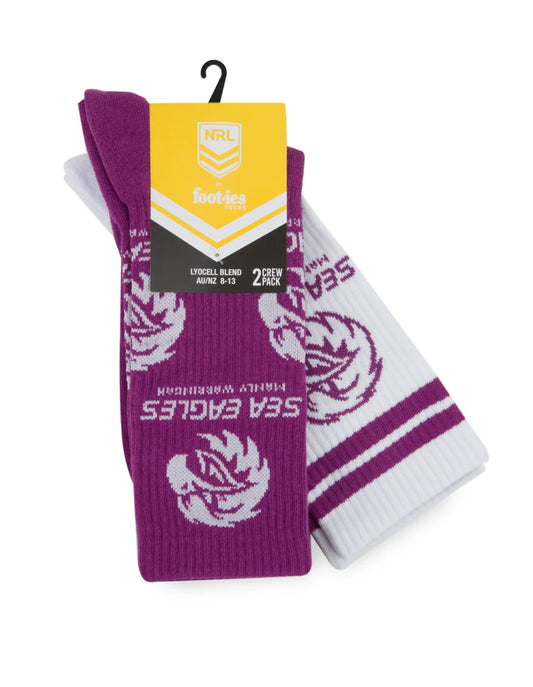 MANLY SEA EAGLES CREW SOCKS 2 PACK