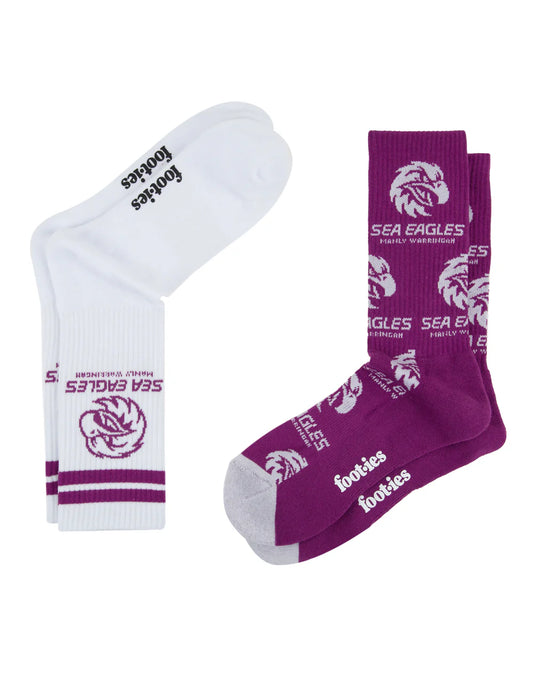MANLY SEA EAGLES CREW SOCKS 2 PACK