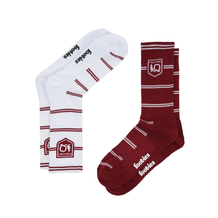 MAROONS ALL OVER STRIPE SNEAKER SOCK 2 PACK