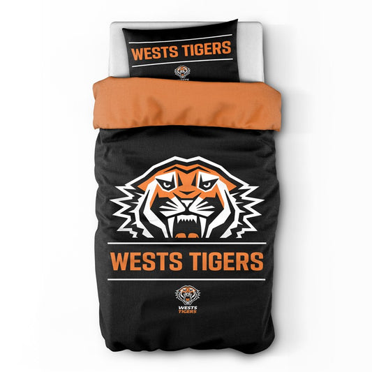 WEST TIGERS SINGLE QUILT COVER SET
