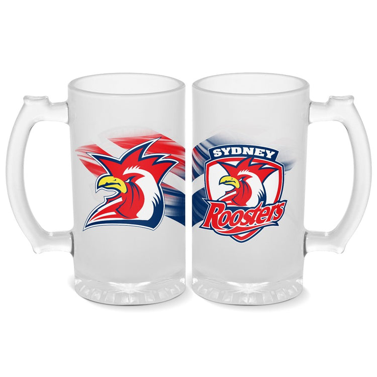 ROOSTERS STEIN FROSTED GLASS