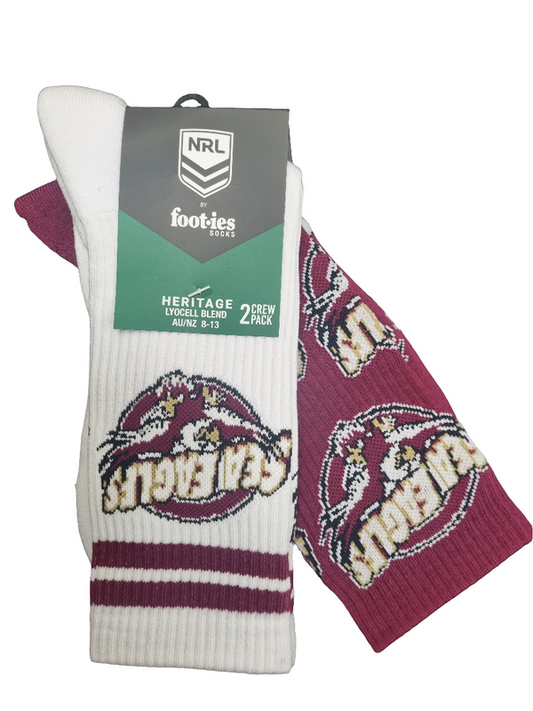 MANLY SEA EAGLES RETRO SNEAKER SOCKS 2 PACK